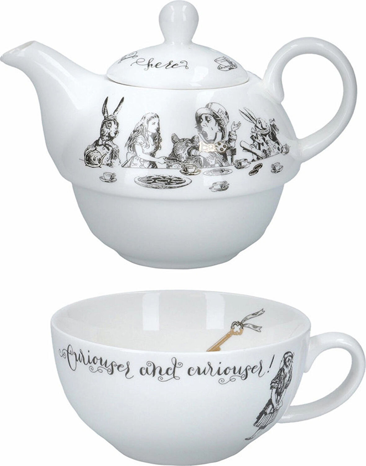 Mikasa x V&A Alice in Wonderland 250ml Porselen Tek Kişilik Çay Demleme Seti