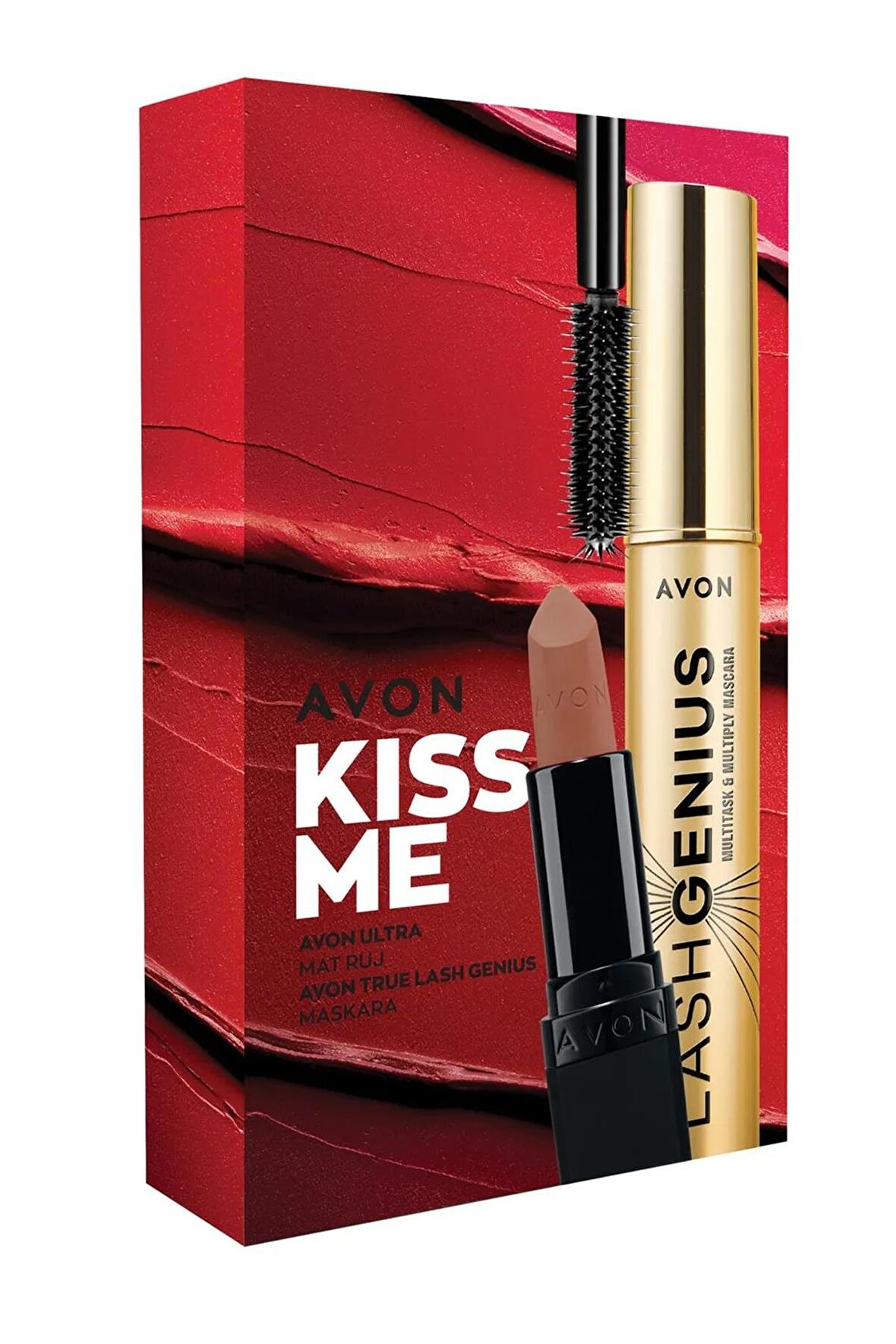 Avon Kiss Me Ultra Mat Ruj Marvellous Mocha ve Lash Genius Maskara Hediye Paketi