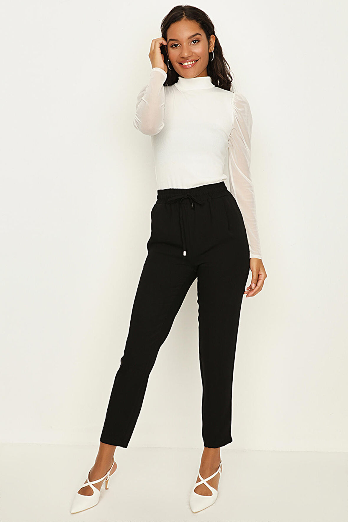 Kadın Beli Lastikli Rahat Kesim Pantolon