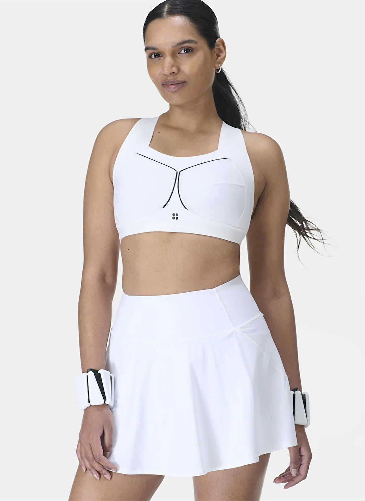 Sweaty Betty SB9322-005 POWER SKORT Beyaz Normal Düz Kadın Etek