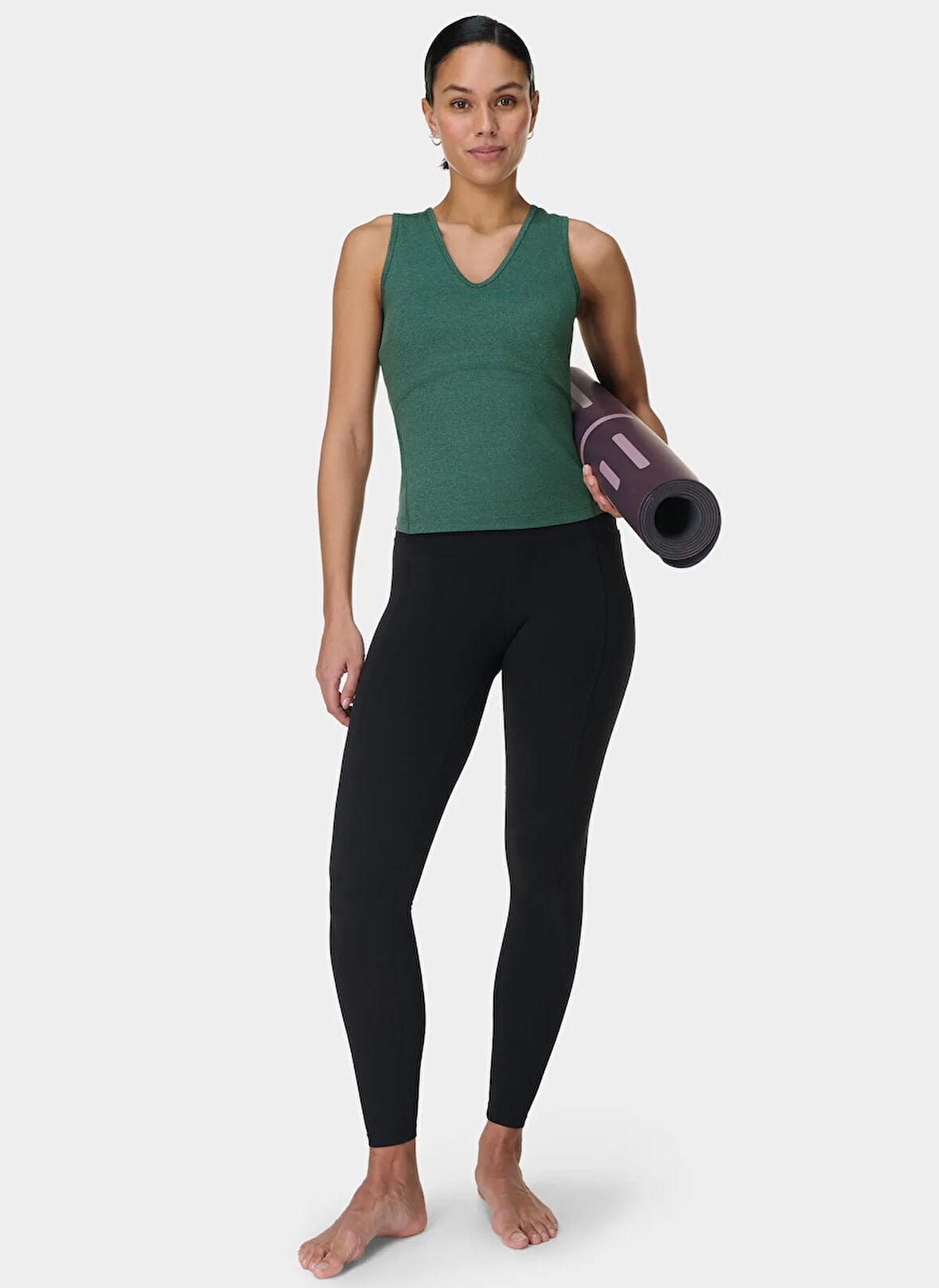 SB9883B-12837 GAIA V-NECK TANK Yeşil U Yaka Regular Fit  Kadın Atlet