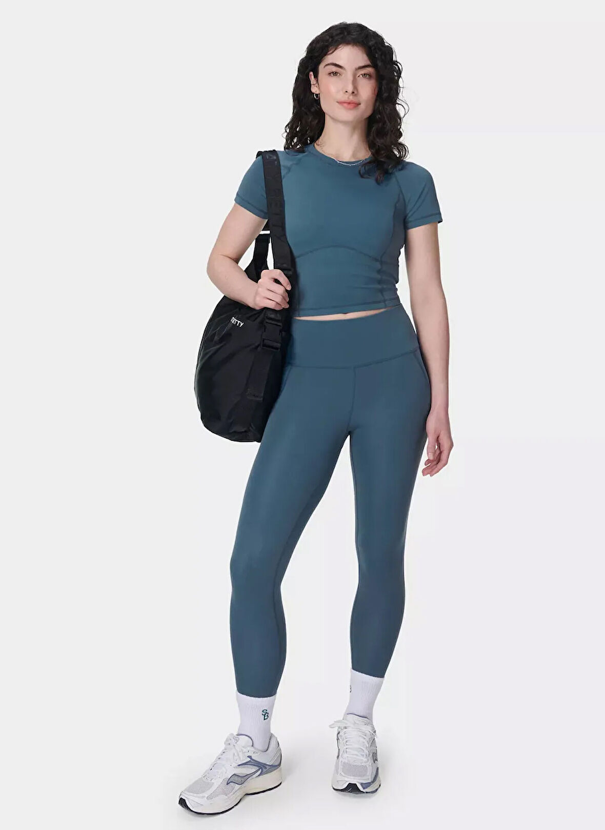 SB10169-6636 ALL DAY CROPPED T-SHIR Mavi Bisiklet Yaka Slim Fit  Kadın T-Shirt