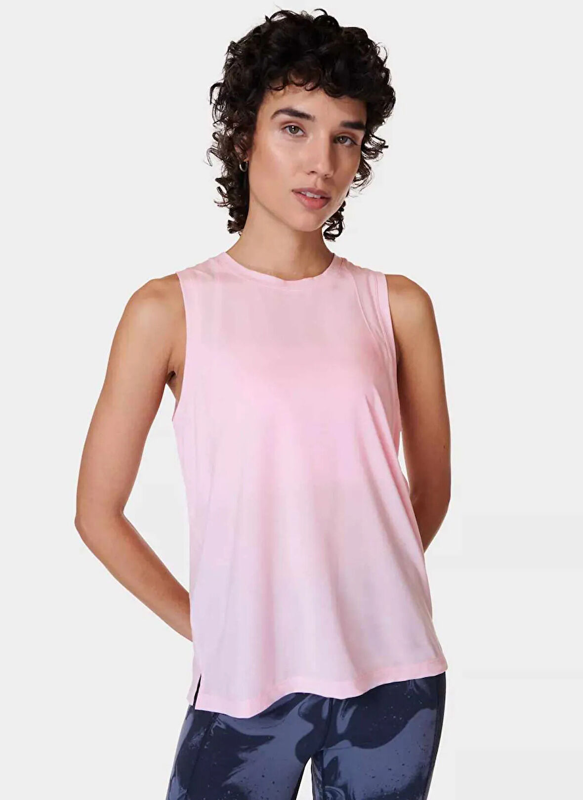 Sweaty Betty SB9666-660 SOFT FLOW STUDIO TANK Pembe Normal Düz Kadın Atlet