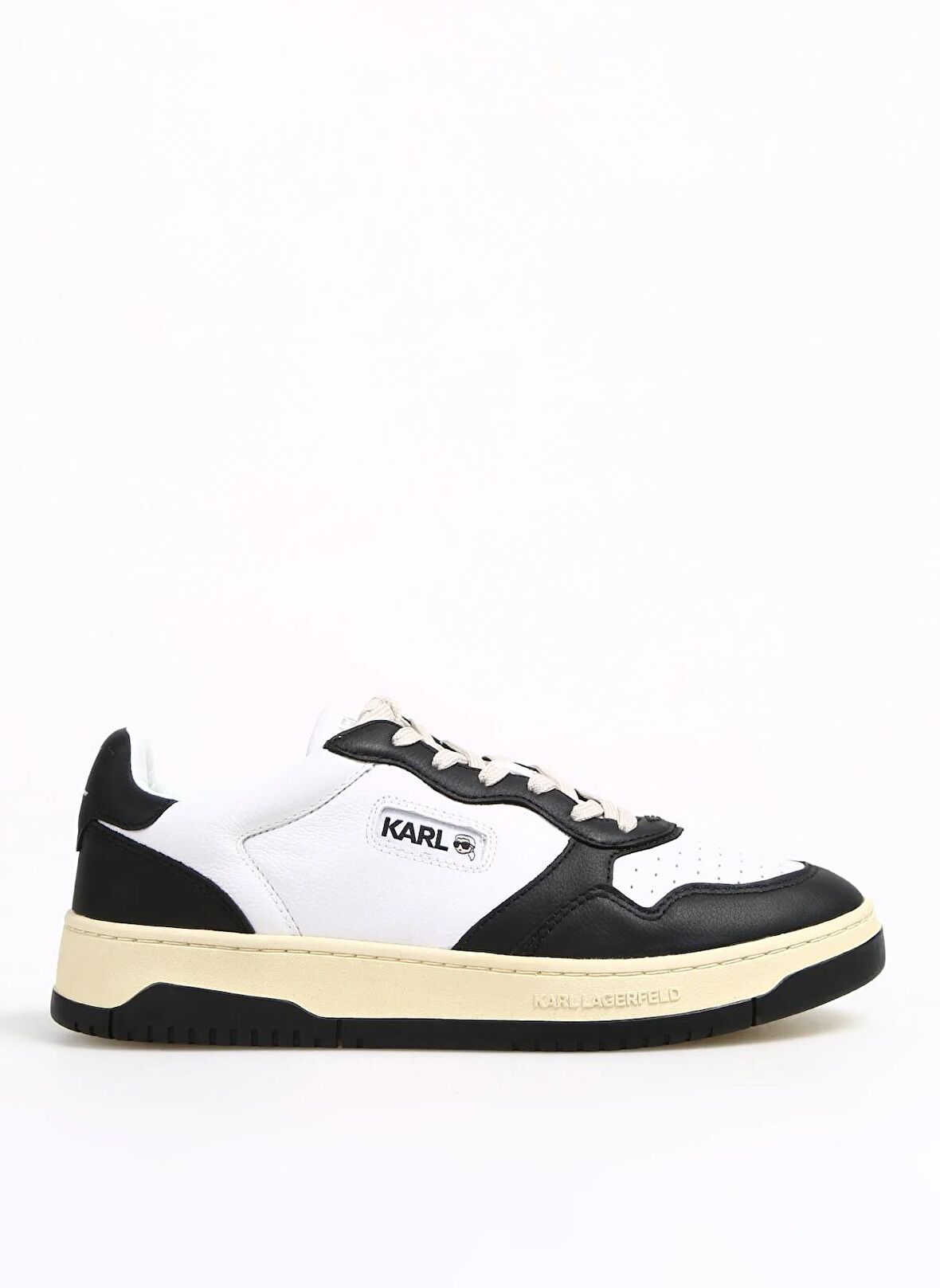 KARL LAGERFELD Siyah - Beyaz Erkek Deri Sneaker KREW KL Kounter Lo Lace