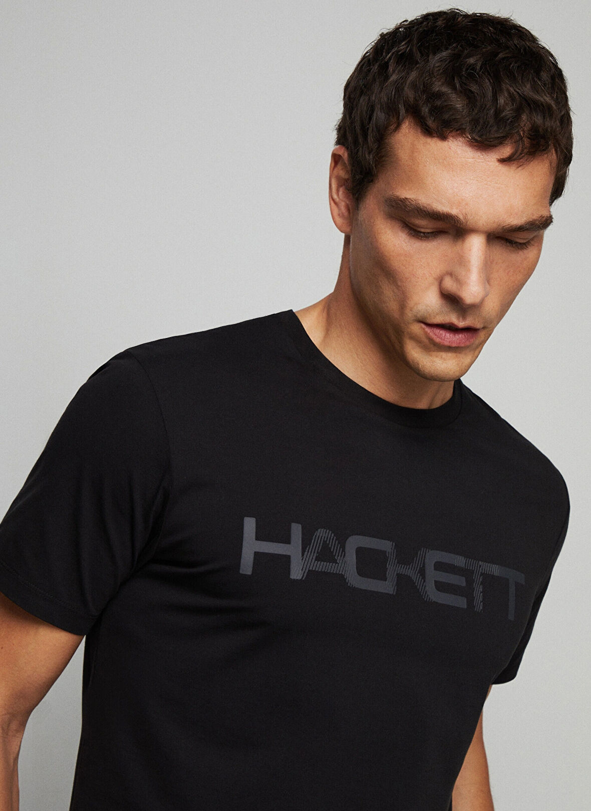 Hackett Bisiklet Yaka Siyah Erkek T-Shirt HM500783