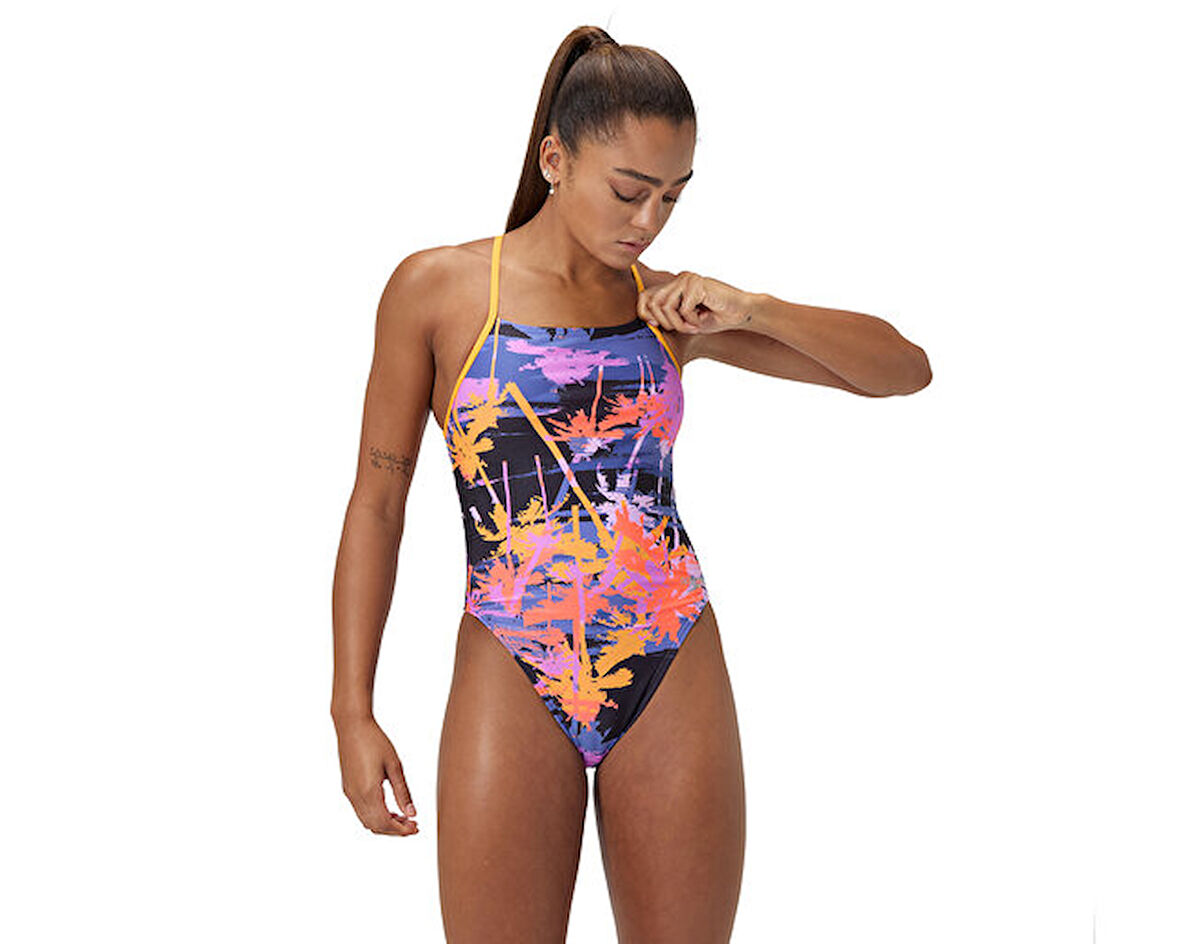 Speedo Alov Digi Lat Tbk Af 1Pc Assorted Kadın Yüzücü Mayosu 8-00406417974 Renkli