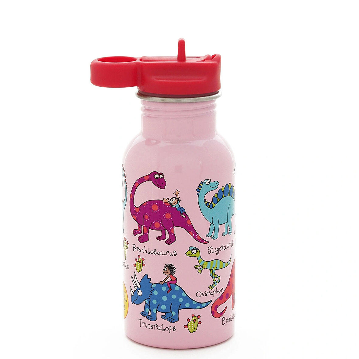 400 ML PİPETLİ PASLANMAZ ÇELİK MATARA -PINK DINO