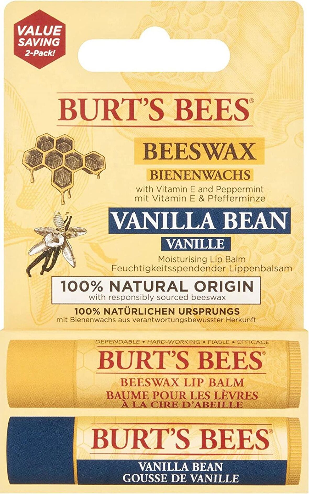 Burts Beeswax + Vanilya Aromalı  Dudak Bakım Kremi Avantaj Paketi 