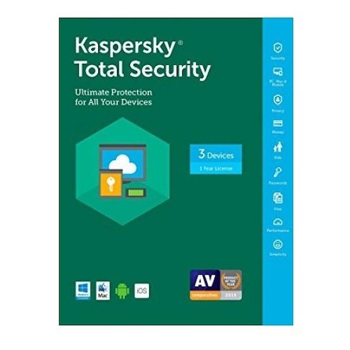 Kaspersky Total Security 2017 Türkçe 3 Kullanıcı 1 Yıl