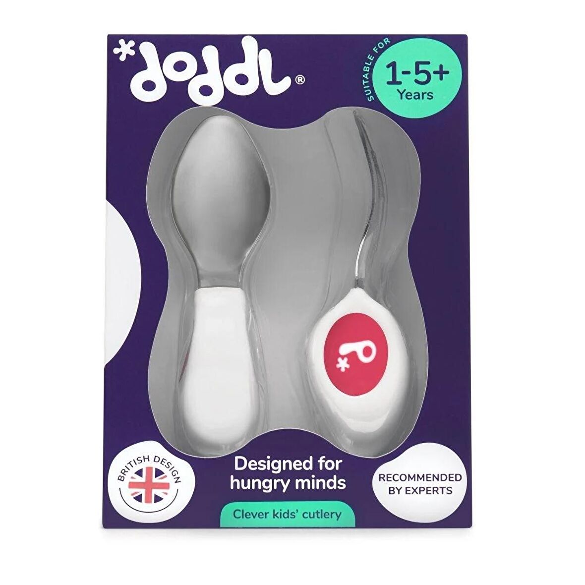 DODDL ERGONOMİK KAŞIK ÇATAL SETİ MAGENTA/ PEMBE 2'Lİ 1-5 YAŞ