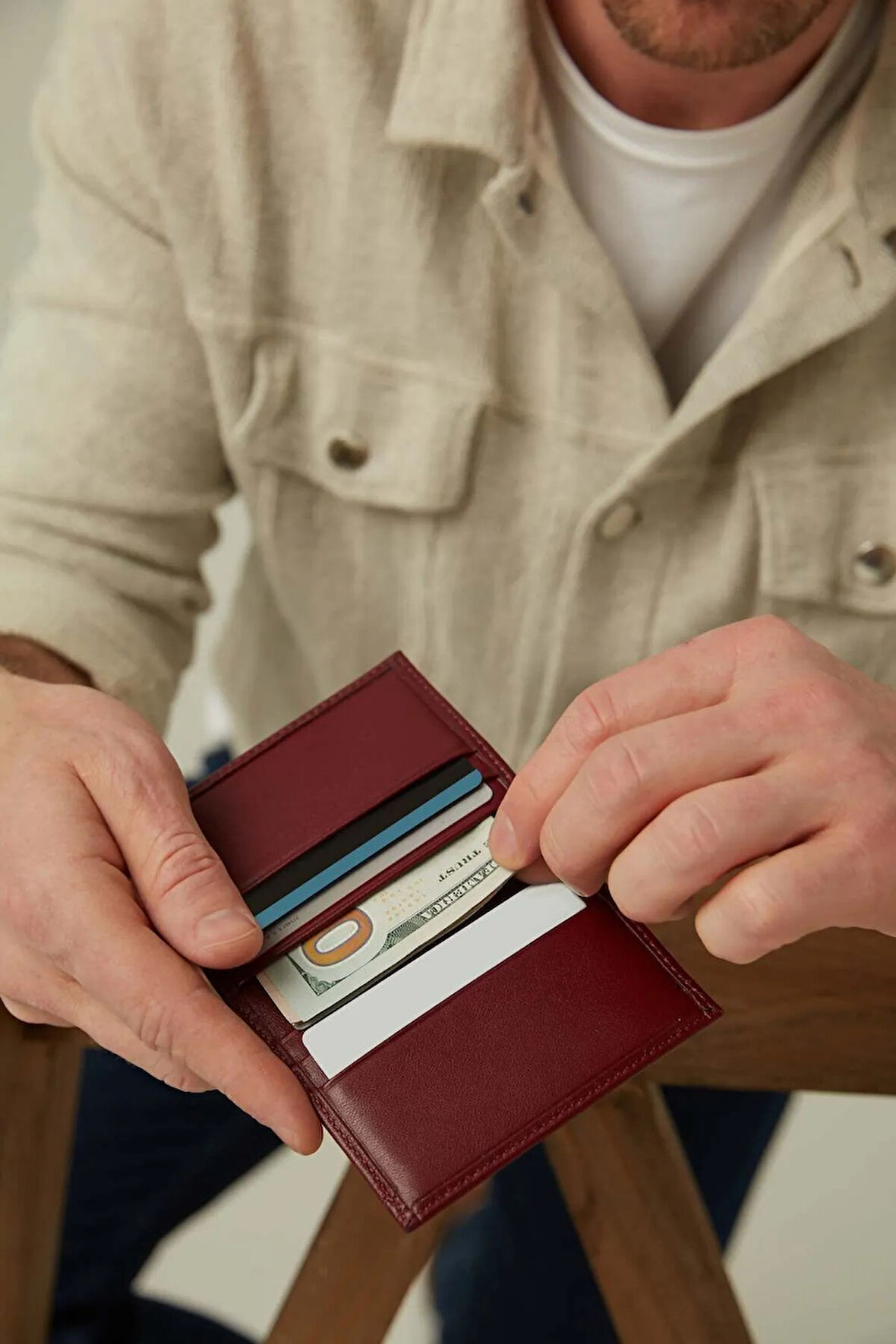 Townsend Erkek Bordo Deri Özel Tasarım Çok Bölmeli Rfid Korumalı Kartlıklı Cüzdan