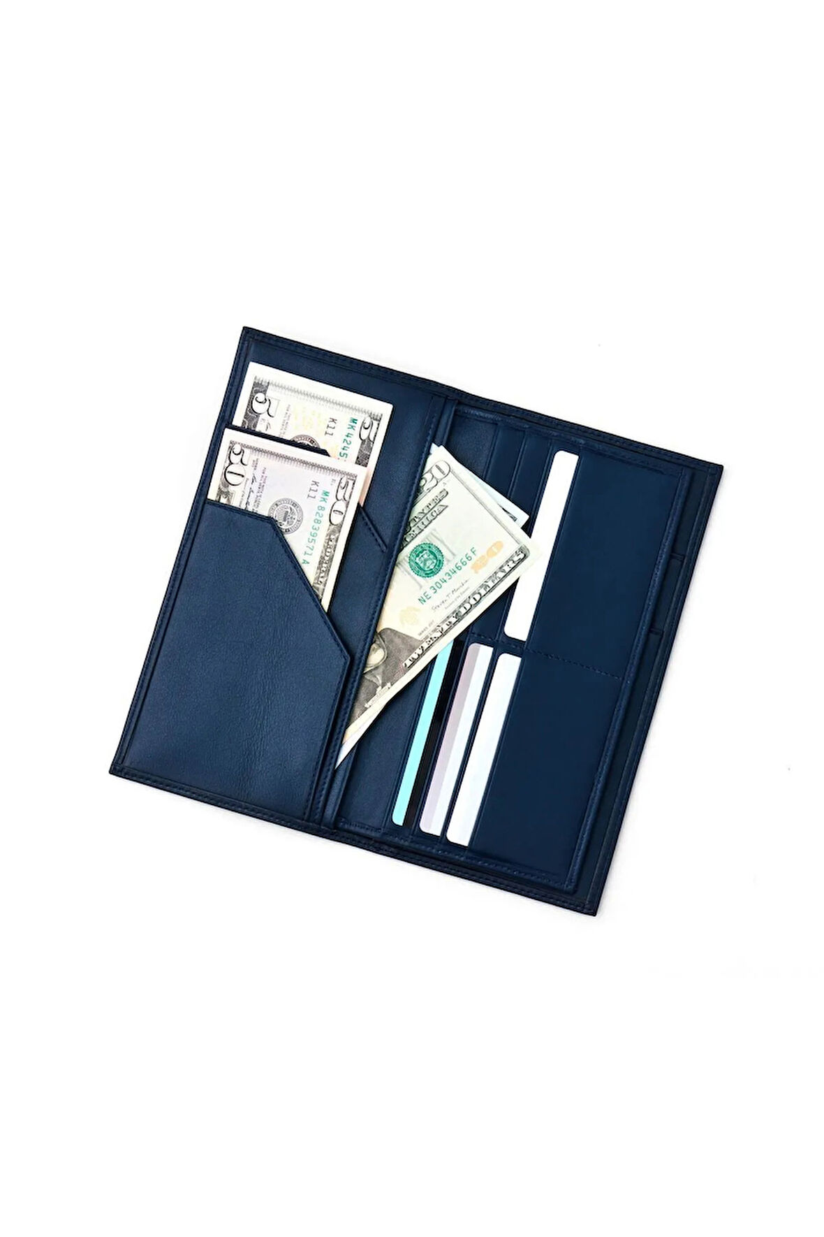 Tripp Hakiki Deri Lacivert Erkek Özel Tasarım Çok Bölmeli Rfid Korumalı Seyehat Cüzdanı