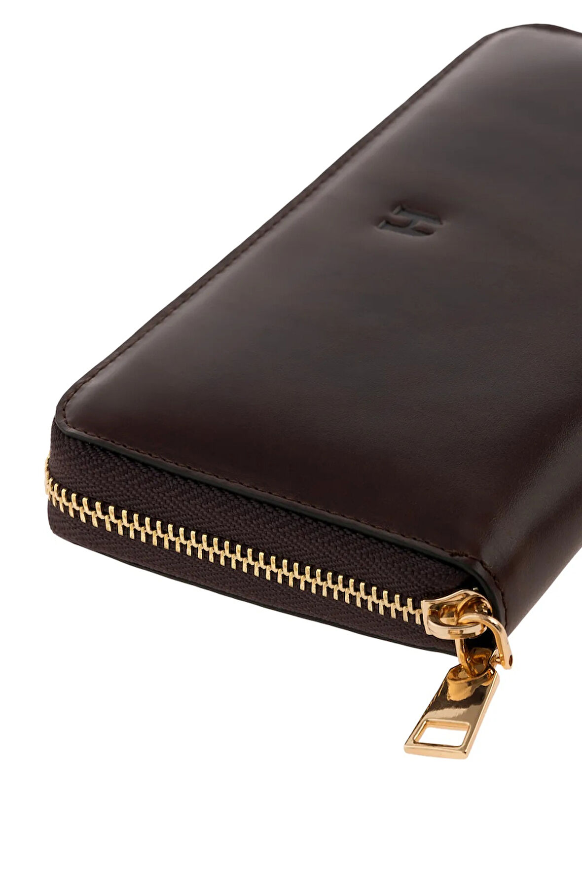 Amelia Hakiki Deri Kahve Kadın Fermuarlı El Işi Rfid Korumalı Büyük Cüzdan