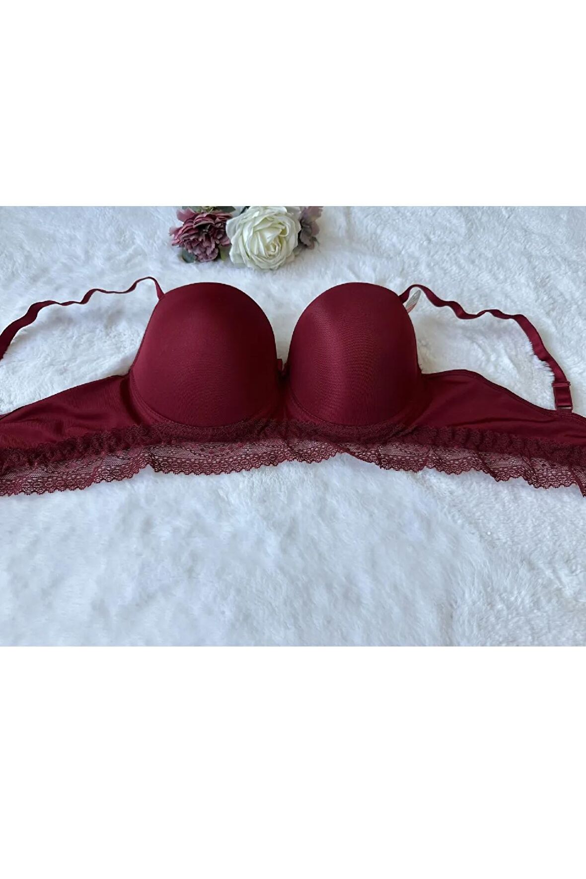 Love Fuchsia C Kap C cup Beli Dantelli Soft Kaplı Toparlayıcı Sütyen-5061