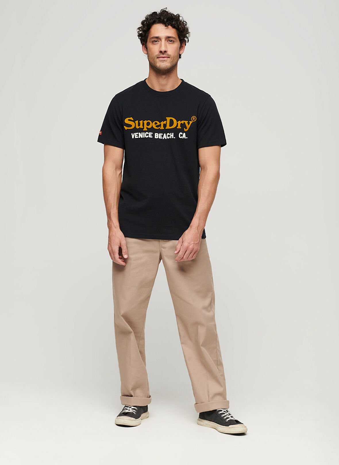 Superdry Bisiklet Yaka Baskılı Siyah Erkek T-Shirt M1011894A9RN_VENUE DUO LOGO T SHIRT