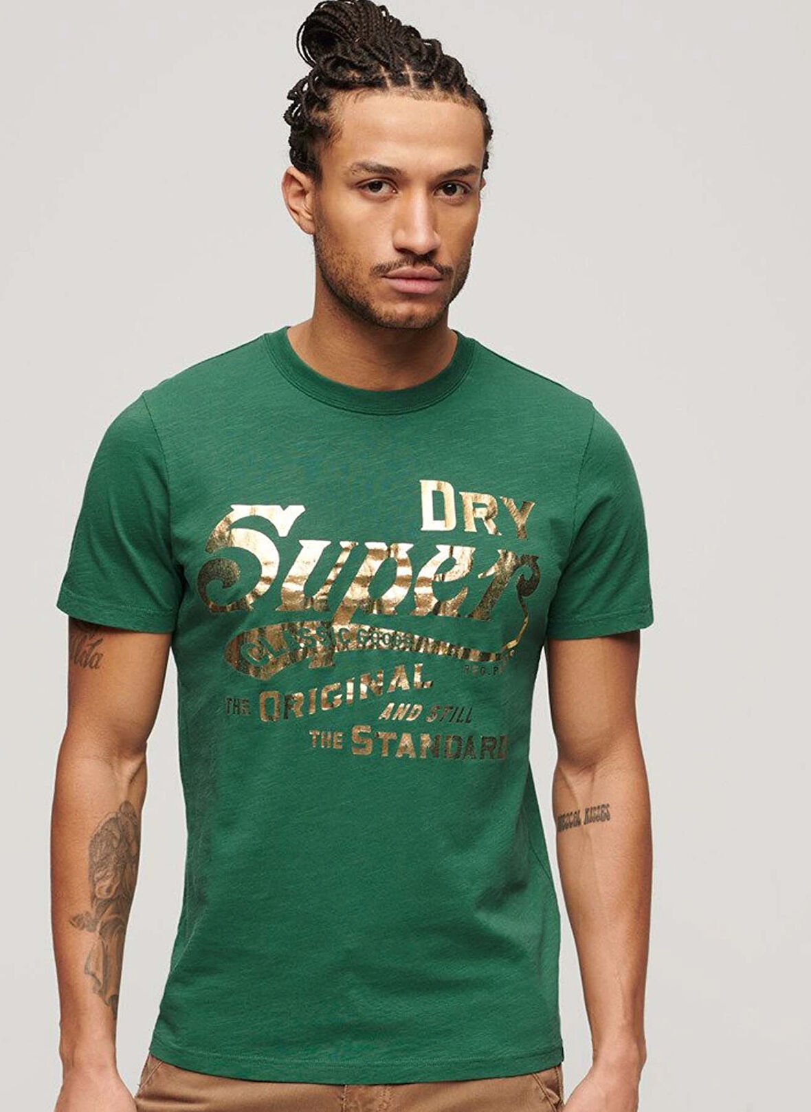 Superdry Bisiklet Yaka Baskılı Yeşil Erkek T-Shirt M1011901A2BA_METALLIC WORKWEAR GRAP