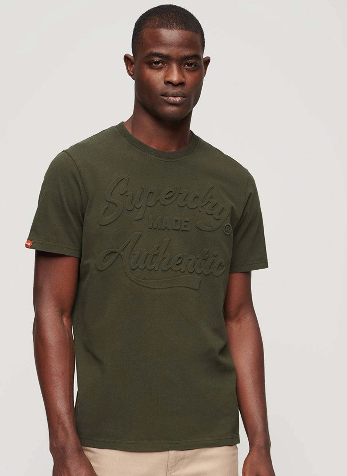 Superdry Bisiklet Yaka Düz Koyu Yeşil Erkek T-Shirt M1011915A1KM_EMBOSSED ARCHIVE GRAPH