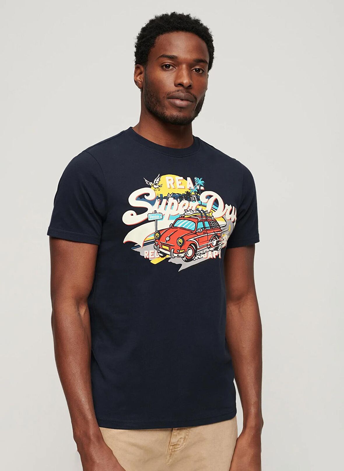 Superdry Bisiklet Yaka Baskılı Lacivert Erkek T-Shirt M1011916A98T_LA VL GRAPHIC T SHIRT