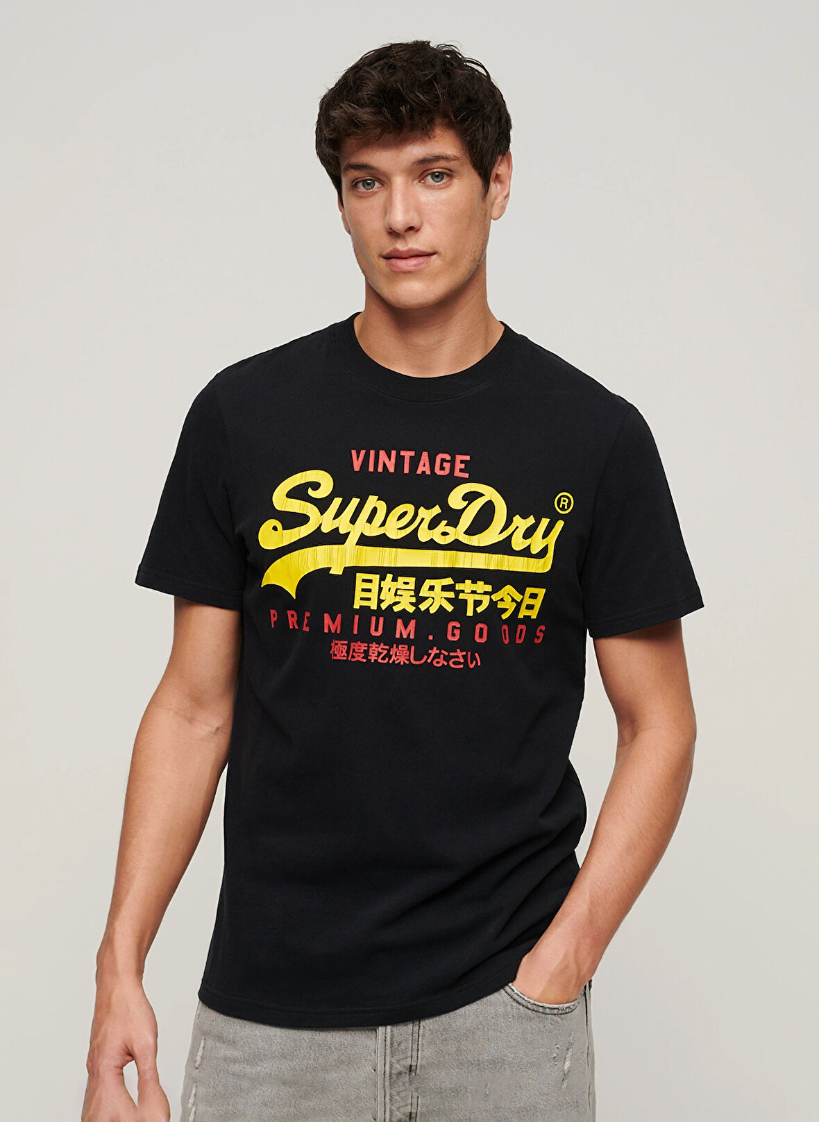 Superdry Bisiklet Yaka Baskılı Siyah Erkek T-Shirt M1011977A12A_VL DUO TEE