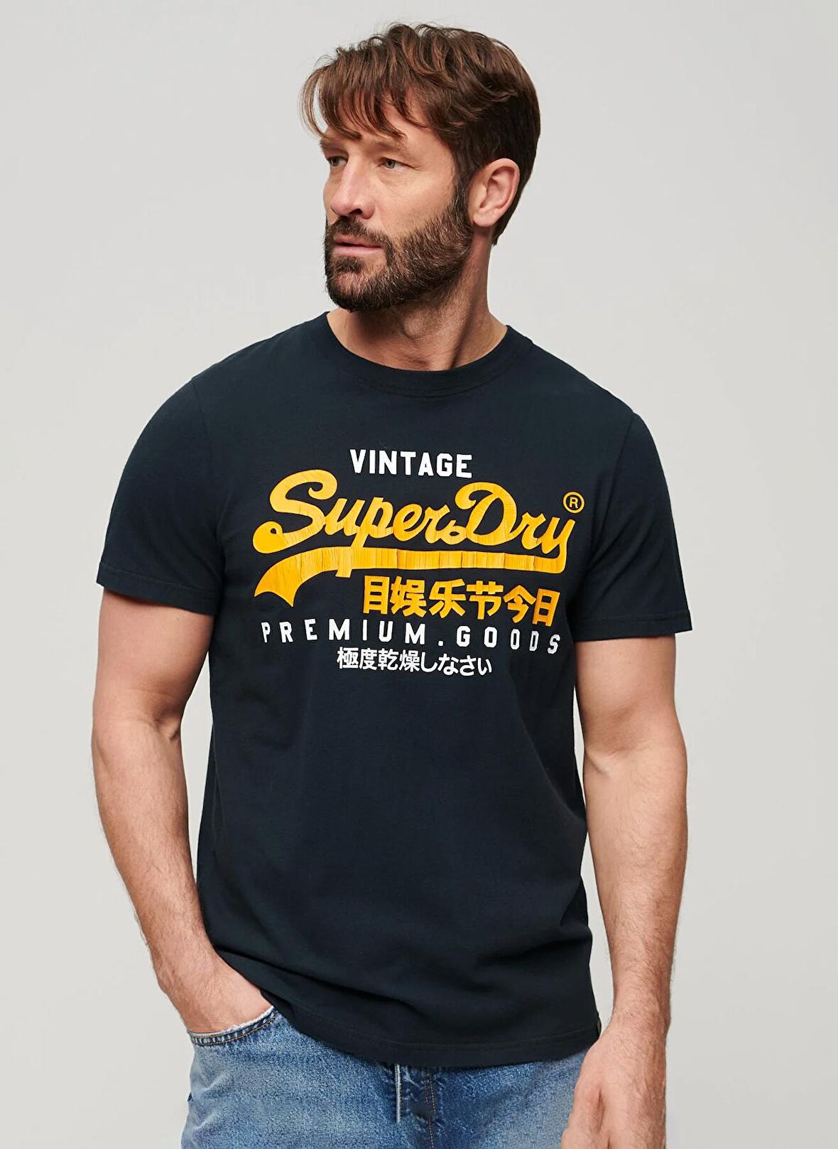 Superdry Bisiklet Yaka Baskılı Lacivert Erkek T-Shirt M1011977A98T_VL DUO TEE