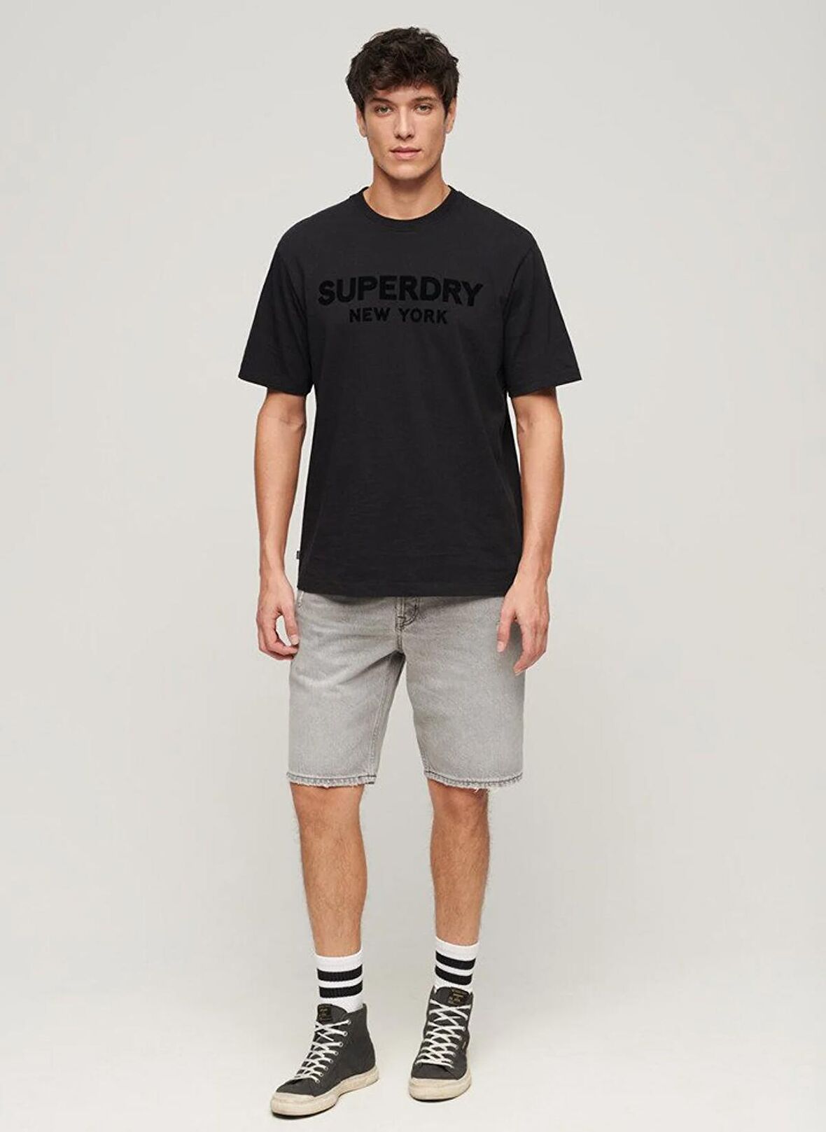 Superdry Bisiklet Yaka Baskılı Siyah Erkek T-Shirt M6010805A16A_LUXURY SPORT LOOSE TEE