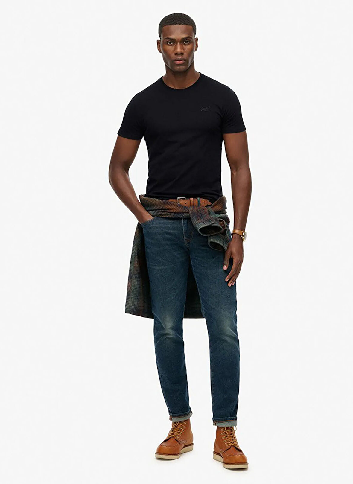 Superdry Bisiklet Yaka Siyah Erkek T-Shirt M1011245M-16A_ESSENTIAL LOGO EMB TE