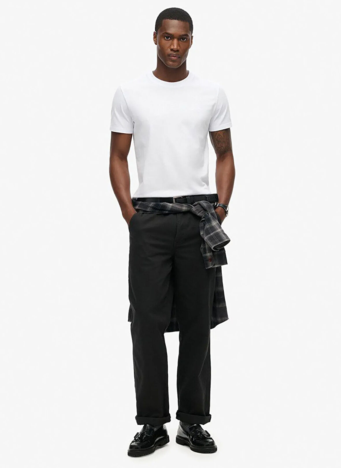 Superdry Bisiklet Yaka Düz Beyaz Erkek T-Shirt M1011245M44C_ESSENTIAL LOGO EMB TEE