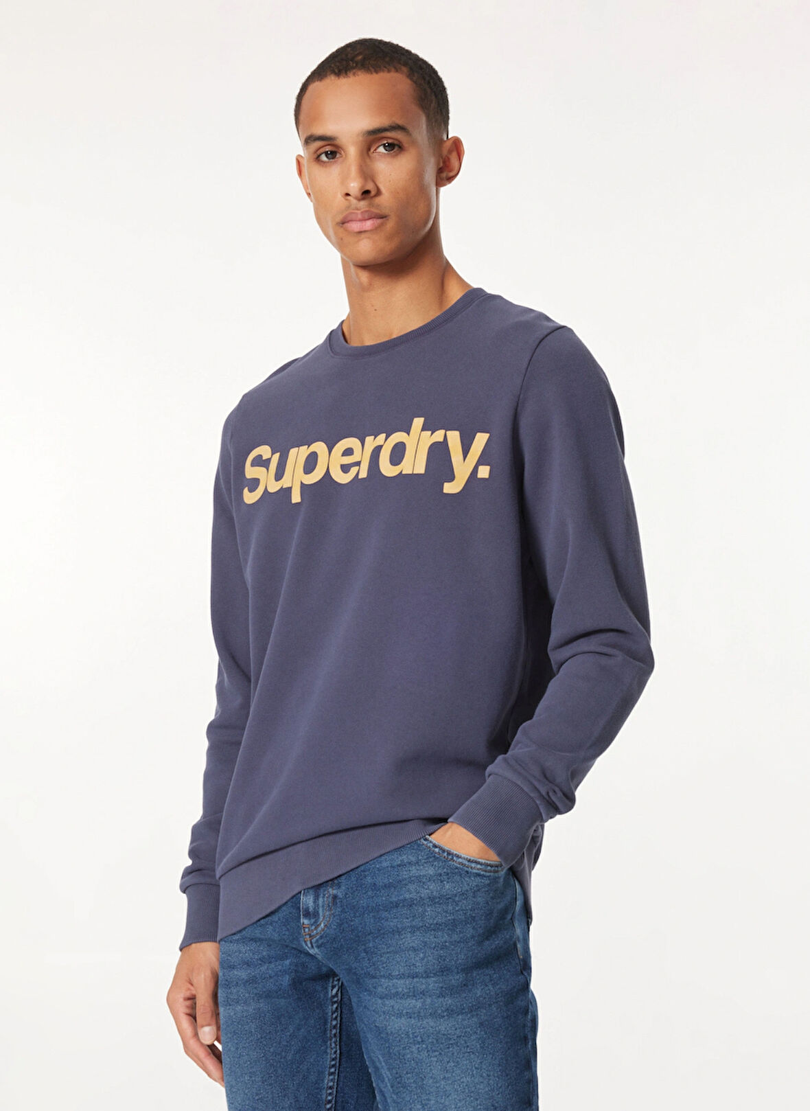 Superdry Bisiklet Yaka Lacivert Erkek Sweatshırt M2013714AJUA_CLASSIC CORE LOGO SWEA