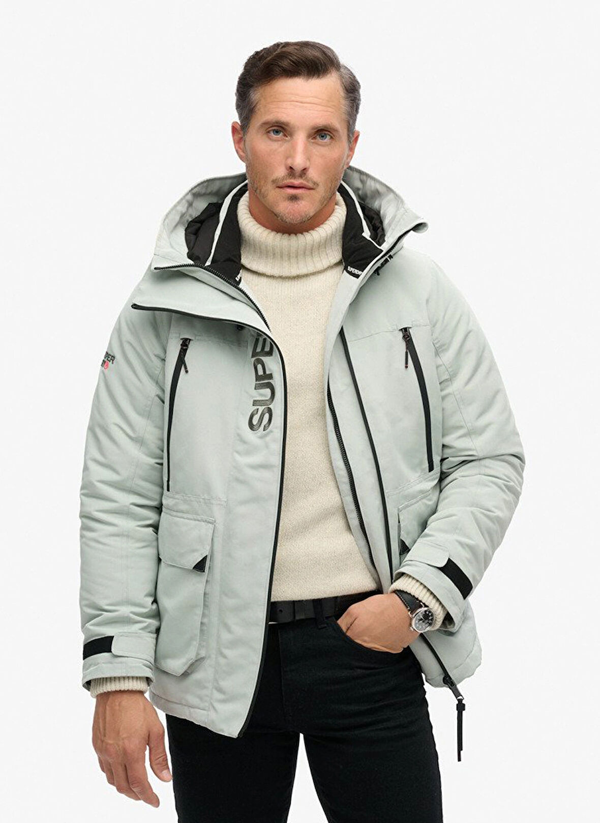 Superdry Gri Erkek Mont M5011922A2WW_HOOD ULTIMATE EMB WIND