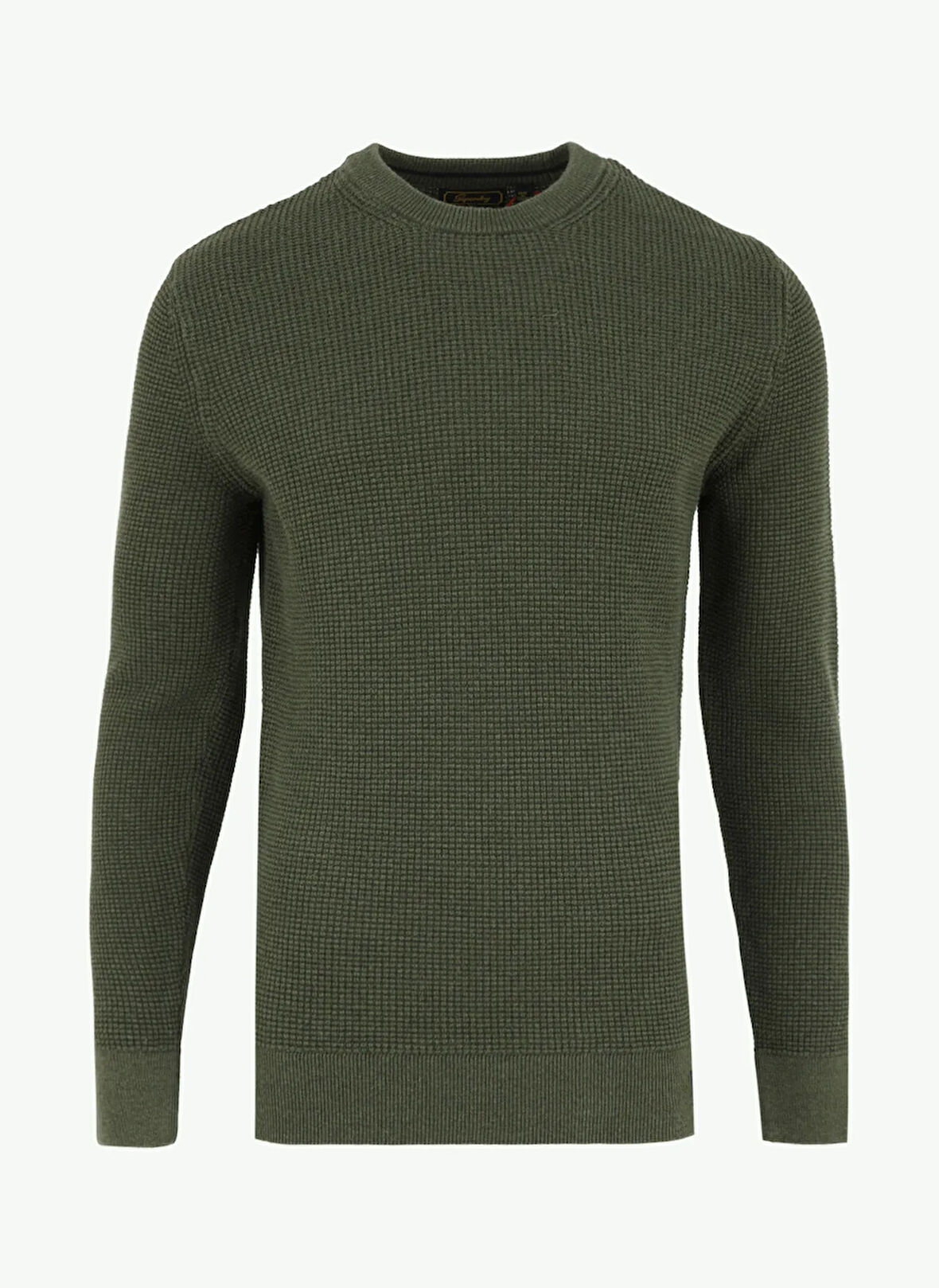 Superdry Düz Yaka Normal Düz Yeşil Erkek Kazak M6110657A1GN_TEXTURED CREW KNIT JUM