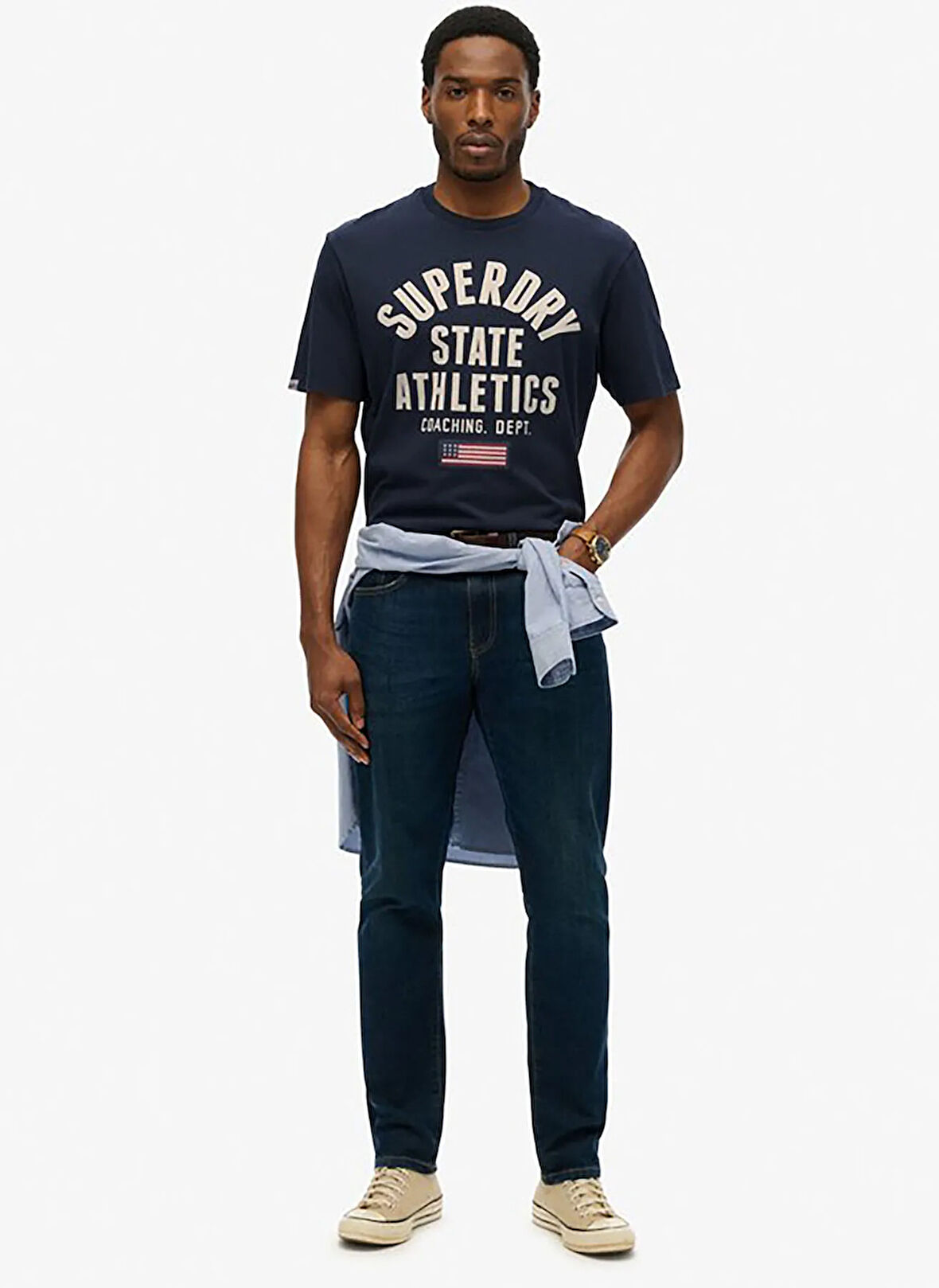 Superdry Bisiklet Yaka Lacivert Erkek T-Shirt M1012176A-D9I_ATHLETIC ESS TEE