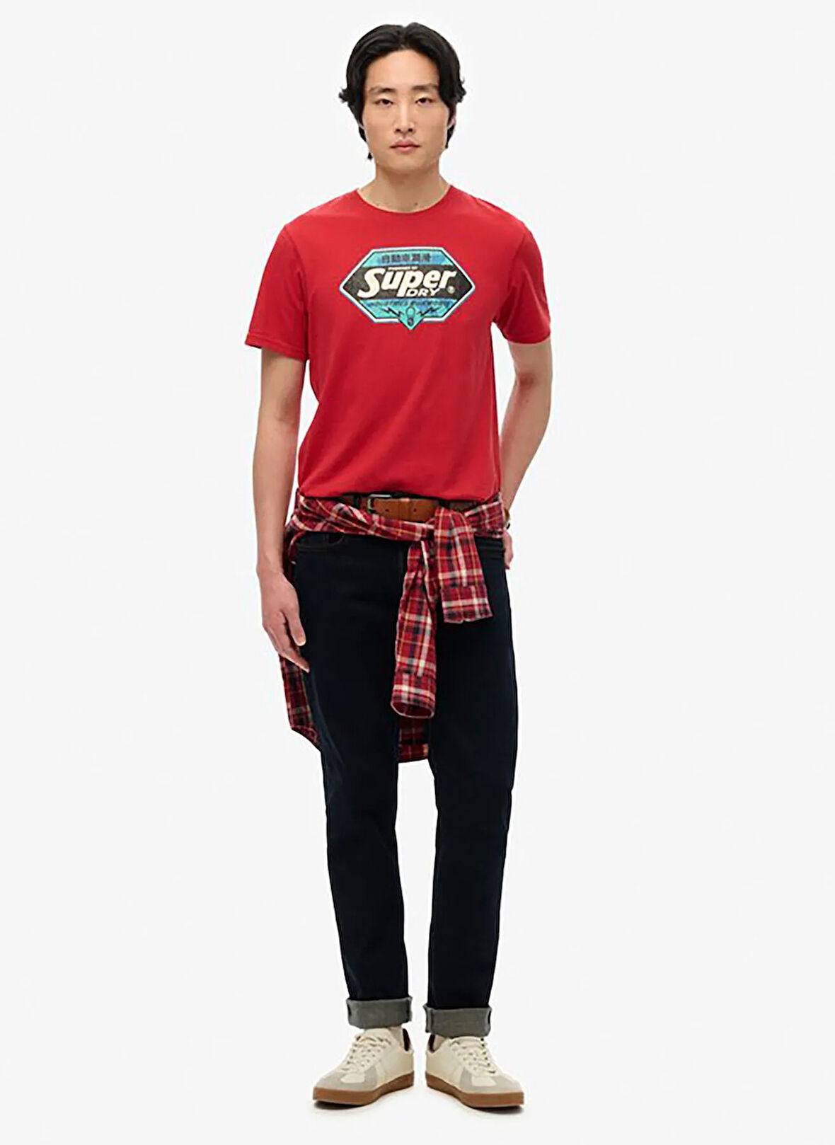 Superdry Bisiklet Yaka Kırmızı Erkek T-Shirt M1012136A-32I_GASOLINE GRAPHIC RELA
