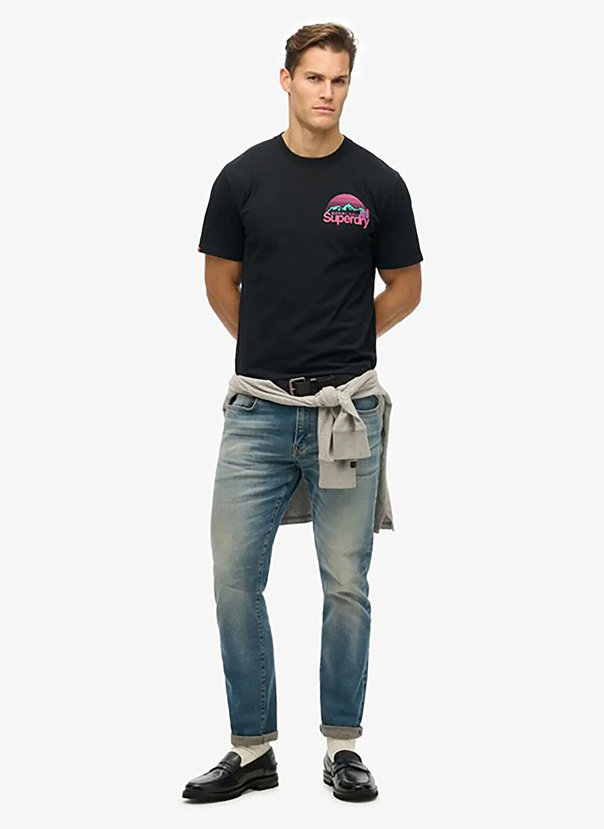 Superdry Bisiklet Yaka Siyah Erkek T-Shirt M1012175A-02A_CL GREAT OUTDOORS CHE