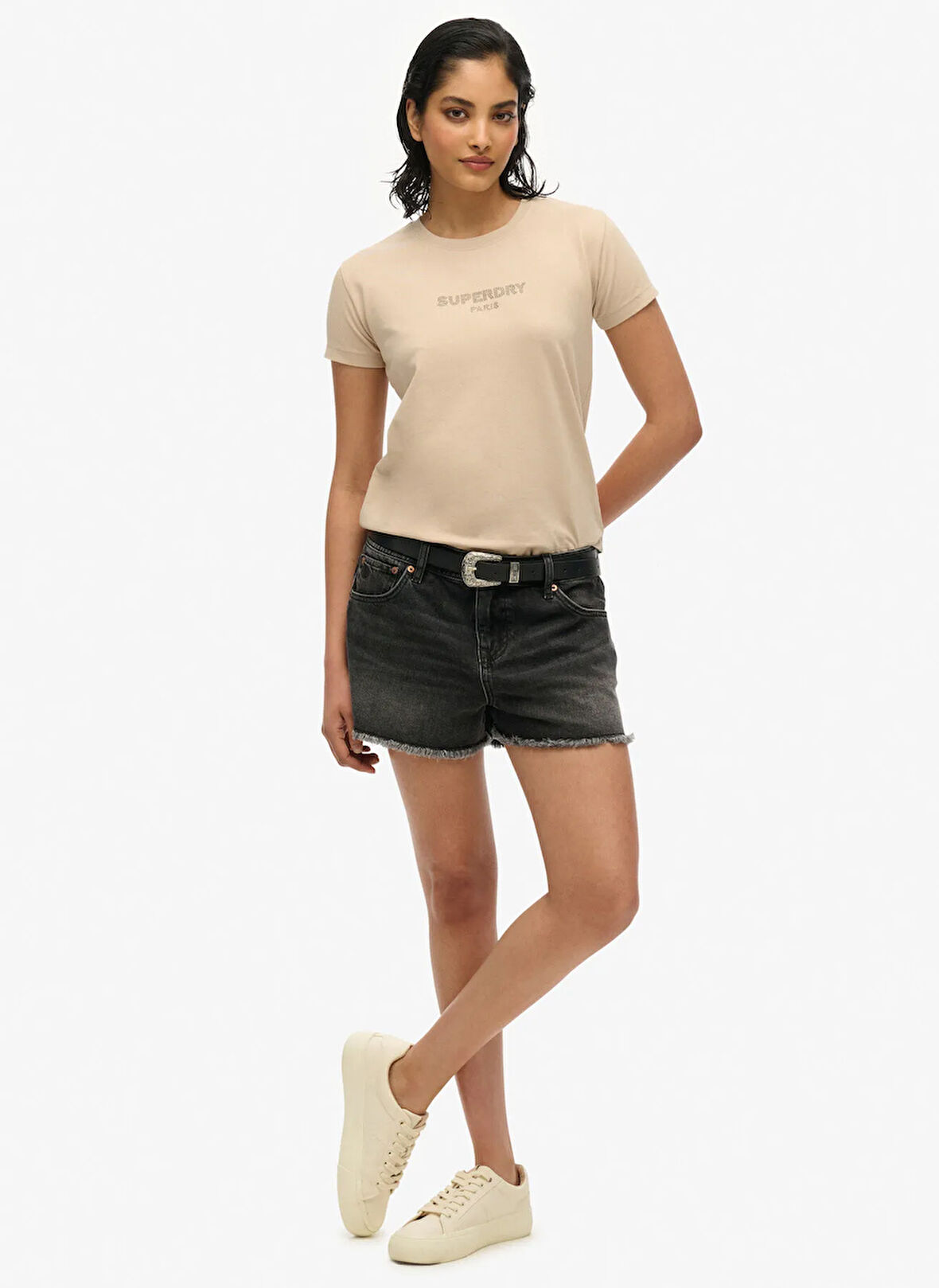 Superdry Bisiklet Yaka Deve Tüyü Kadın T-Shirt W1011612A