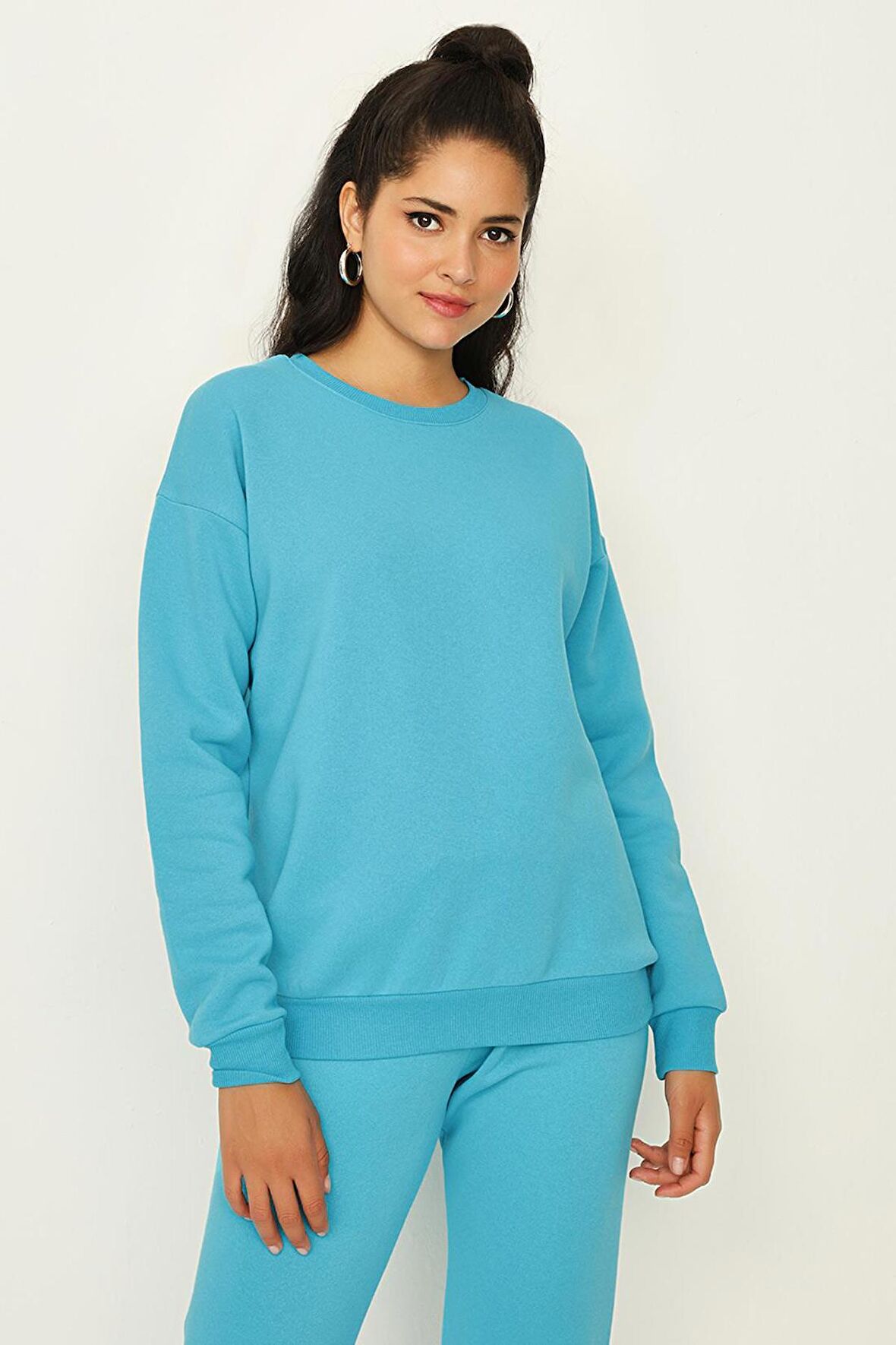 Kadın Şardonlu Basic Örme Sweatshirt