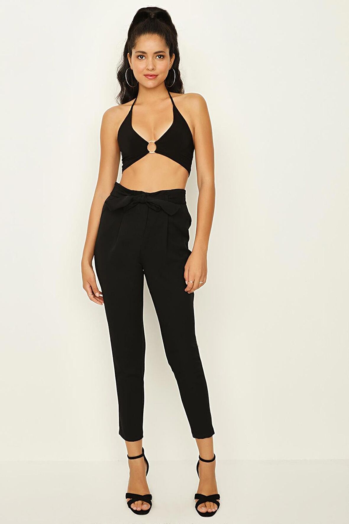 Kadın Kuşaklı Bilek Boy Cigarette Pantolon