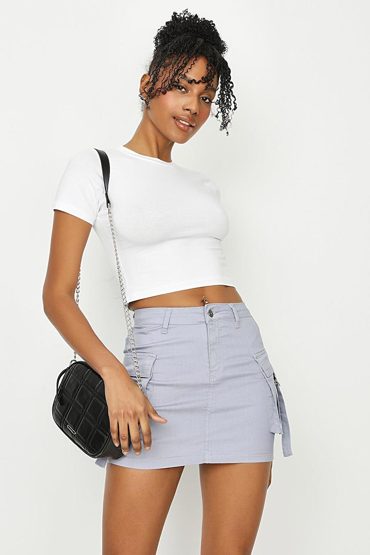 Kadın Kargo Cepli Mini Etek