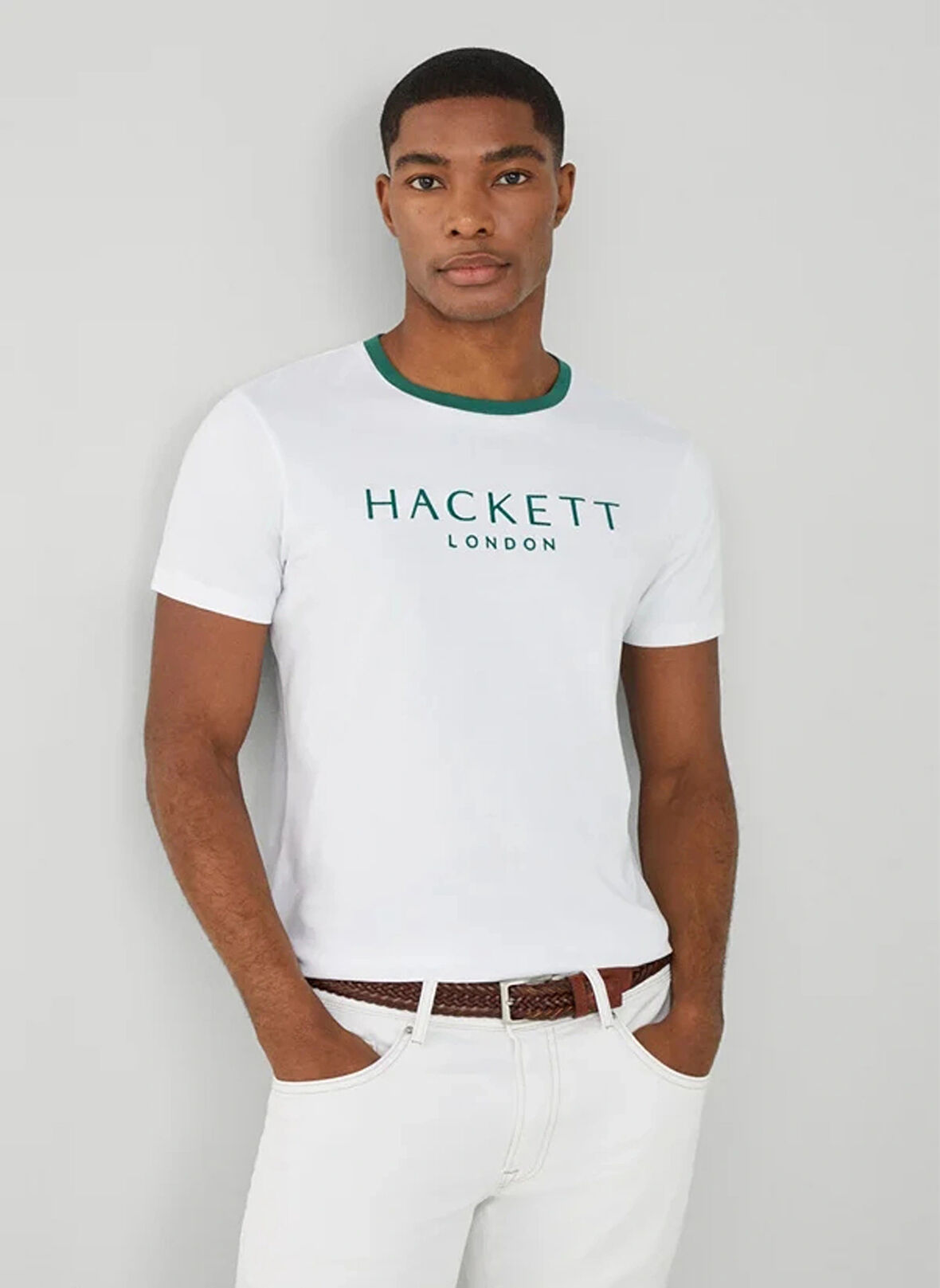 Hackett Bisiklet Yaka Beyaz Erkek T-Shirt HM500797