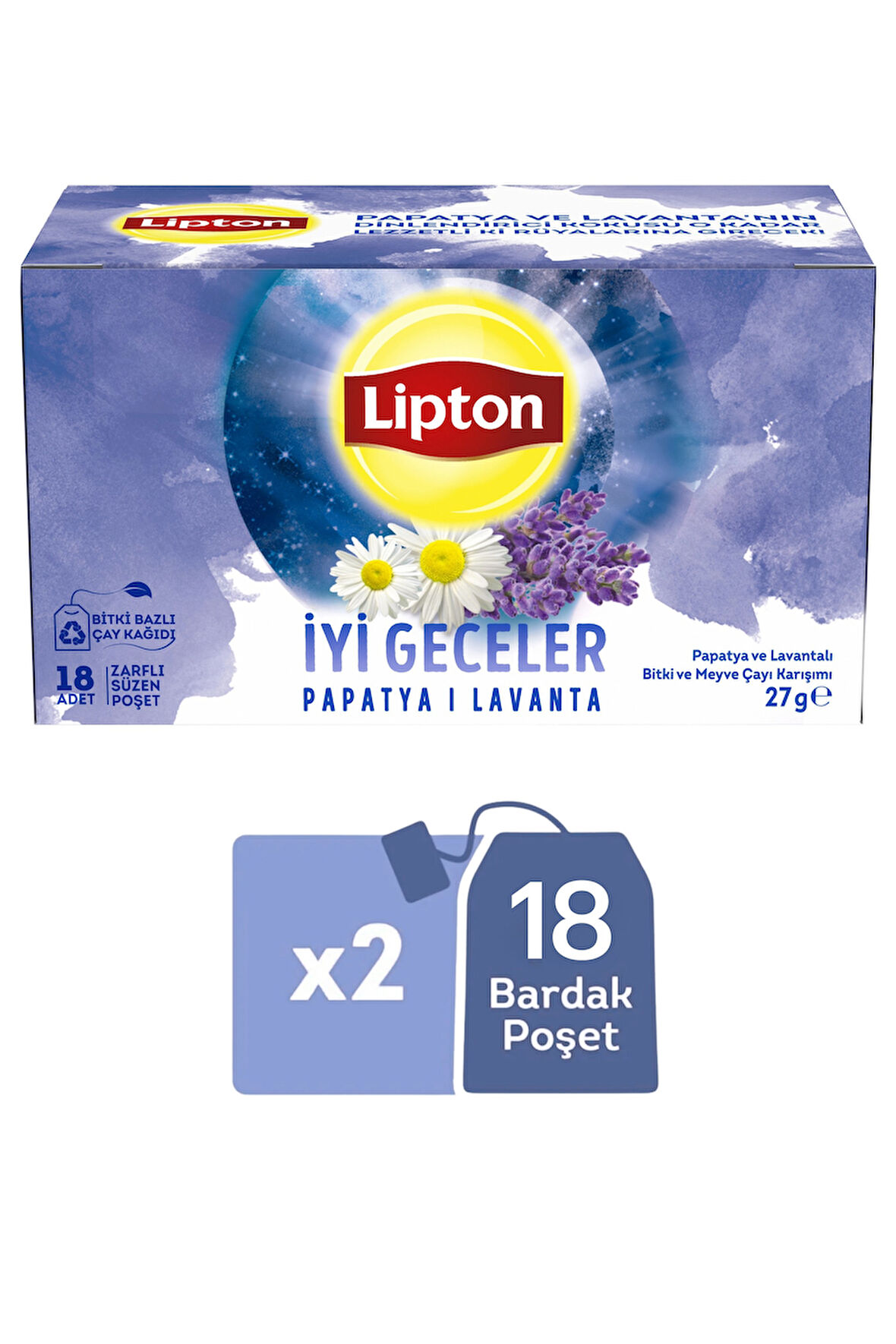 Lipton İyi Geceler Papatya ve Lavanta Bitki ve Meyve Çayı Karışımı 18li x 2 Adet
