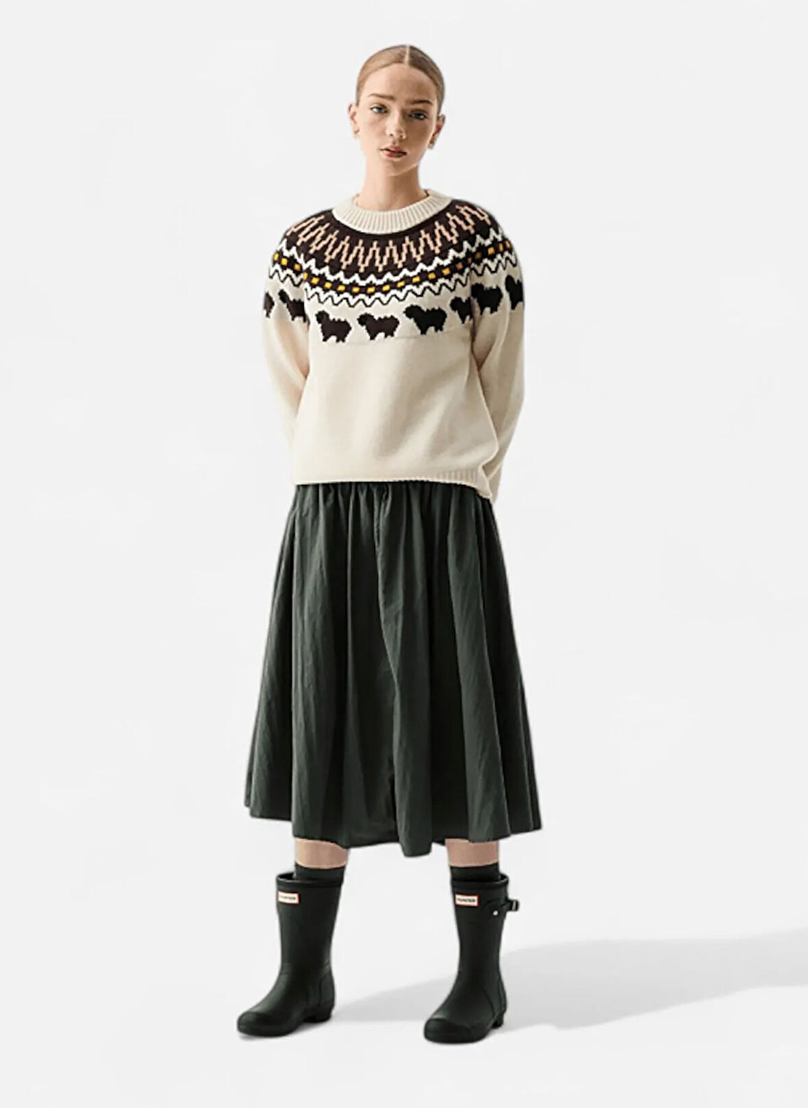 Hunter Bisiklet Yaka Normal Beyaz Kadın Kazak HARW0074251-AW