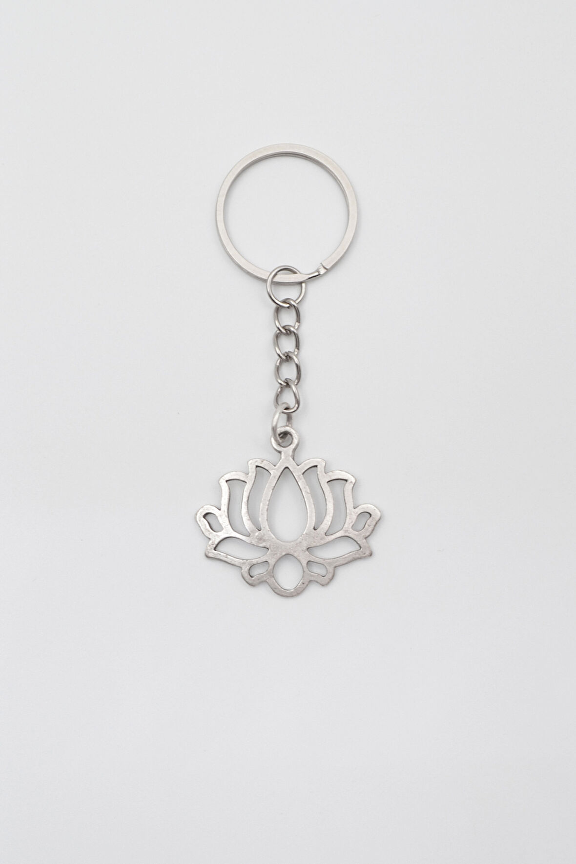 Lotus Çiçeği Anahtarlık - Antik Gümüş Kaplama - Kadın Erkek
