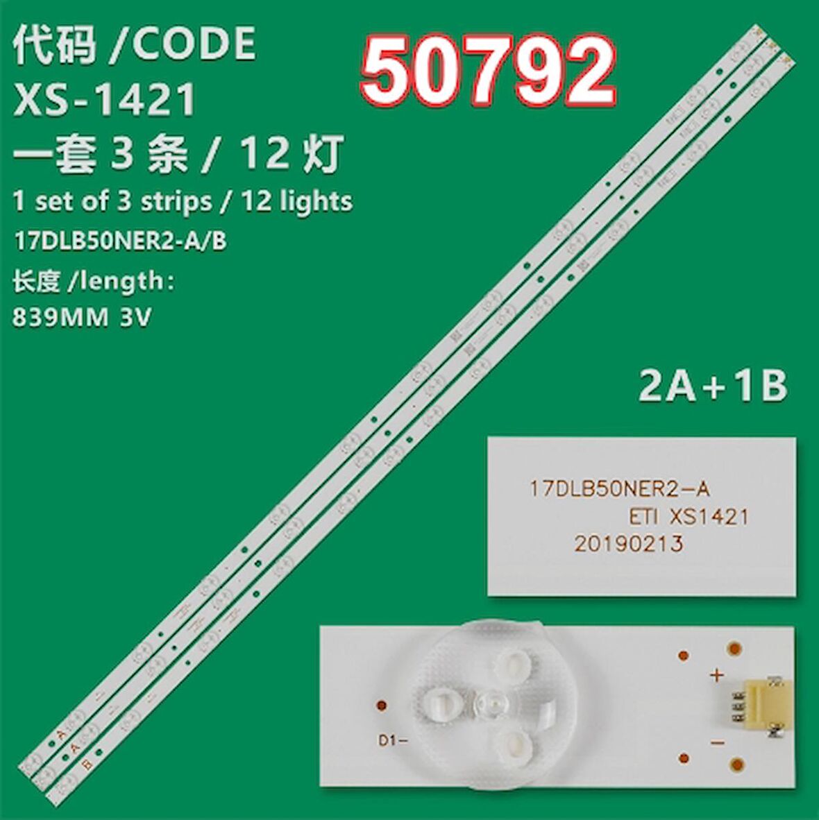 WKSET-5792 36706X2 36707X1 17DLB50NER2-A/B 3 ADET LED BAR