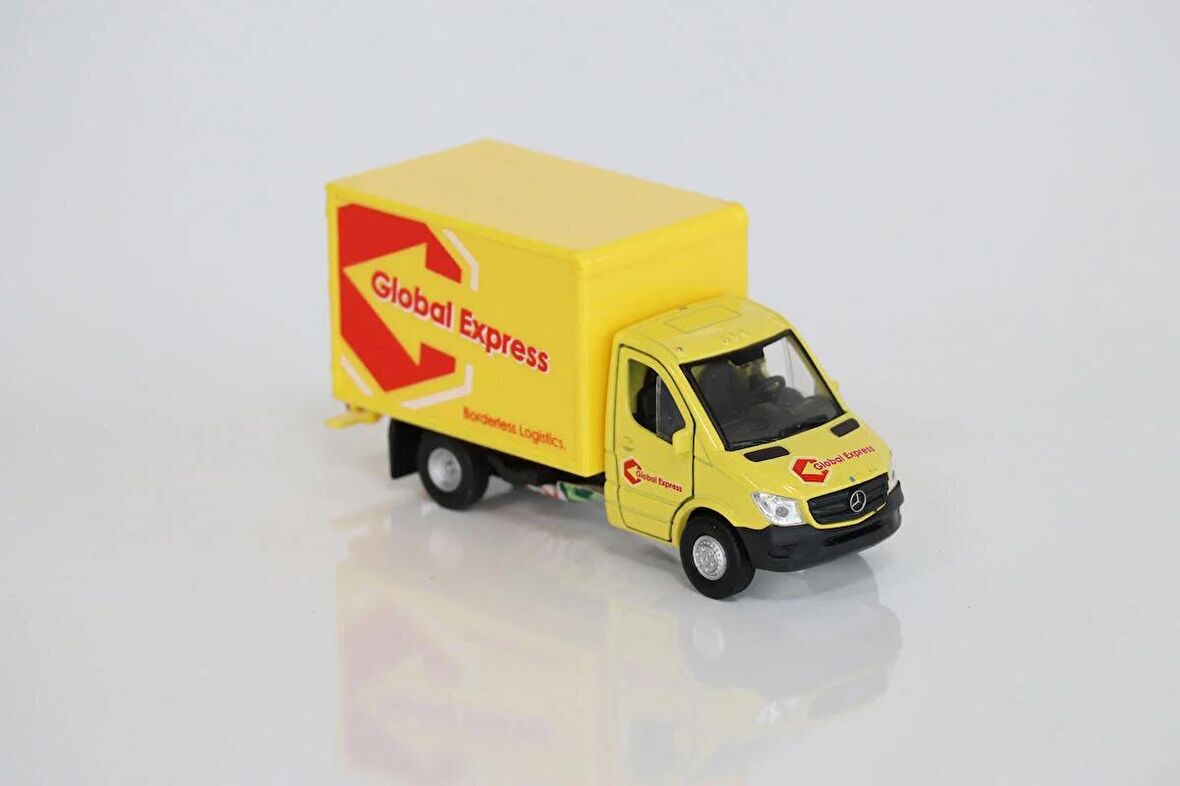 Welly 1:36 Ölçek Metal Çek Bırak Mercedes Sprinter Kargo Aracı Sarı