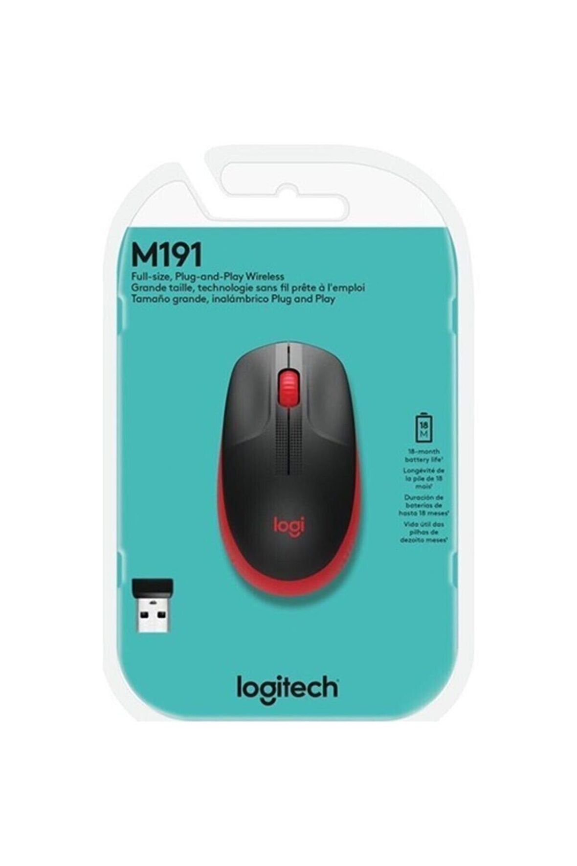 Logitech M191 Kablosuz Kırmızı Mouse 910-005910