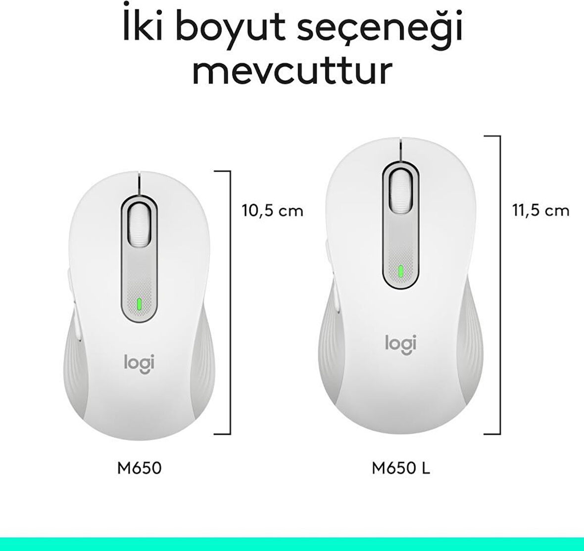 Logitech M650 Signature 910-006238 Beyaz Sessiz Büyük Boy Sağ El Optik Kablosuz Mouse Teşhir