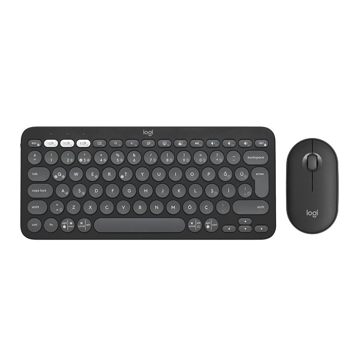 Logitech Pebble 2 Combo Çoklu Sessiz Kablosuz Türkçe Q Klavye Mouse Seti - Grafit 920-012245