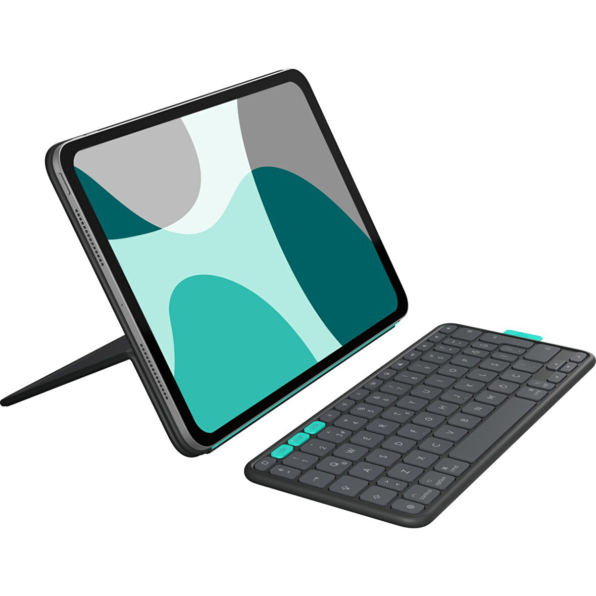 Logitech Flip Folio iPad Pro 13 inç (M4), iPad Air 13 inç (M2 ve M3) ile Uyumlu Türkçe Klavyeli Tablet Kılıfı, Siyah