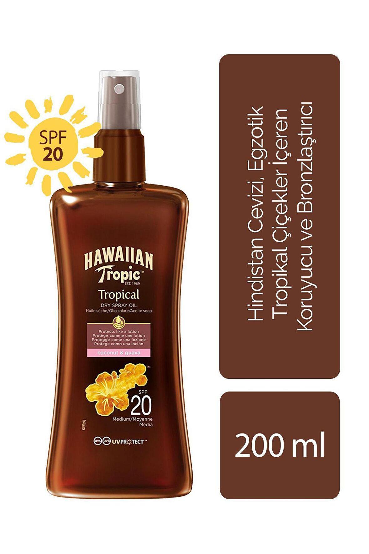 Tropical 20 Faktör Havuç Yağı Suya Dayanıklı Bronzlaştırıcı Yağ 200 ml