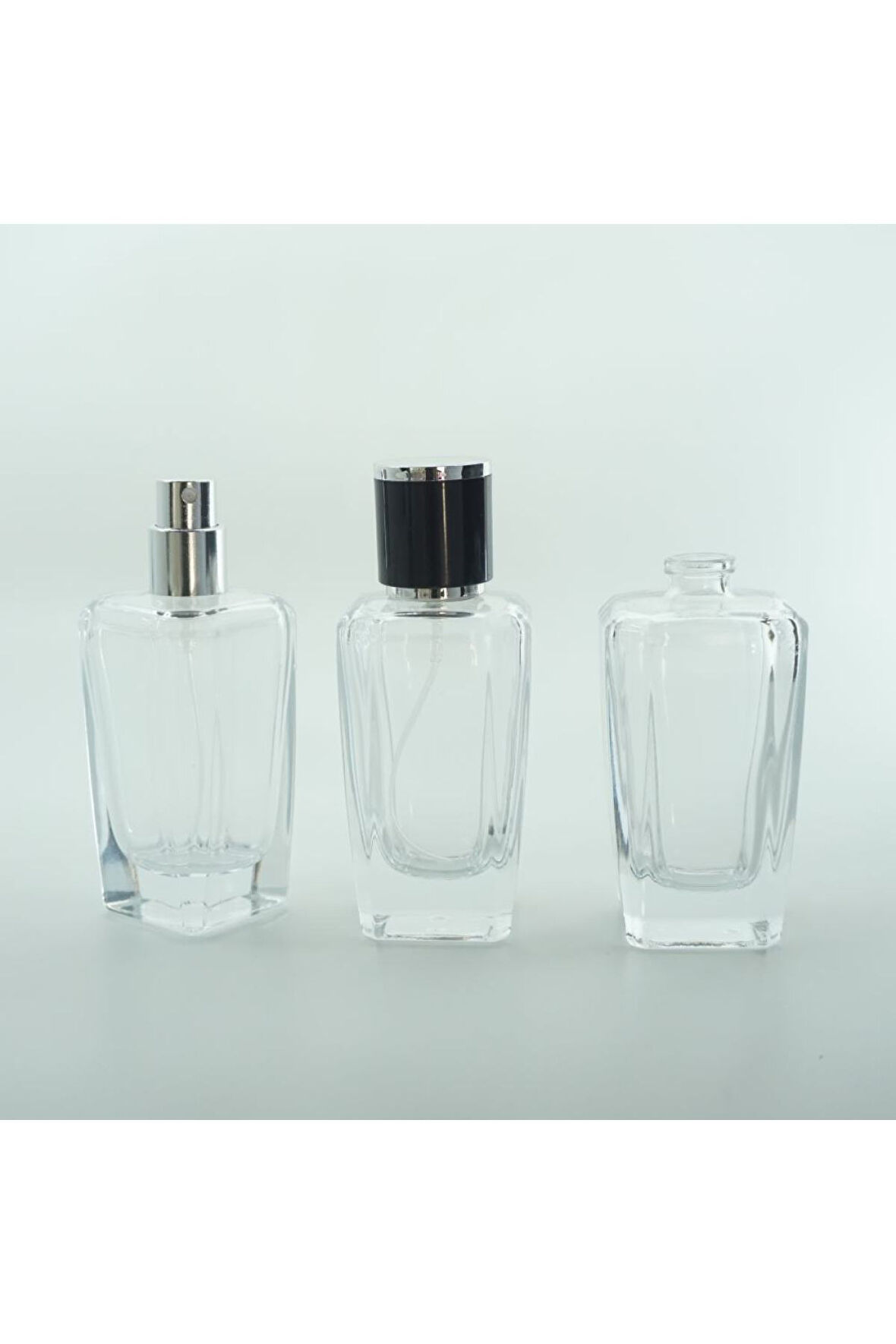 PARFÜM ŞİŞESİ 50 ML (20 ADET) KONİK PRİZMA KOLAY KAPAMA BOŞ ŞİŞE