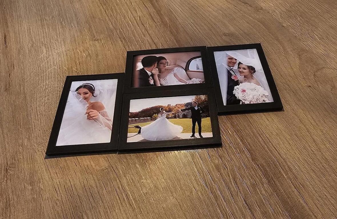50 Adet Kişiye Özel Fotoğraflı 5x7cm Magnetli Siyah Fotoğraf Çerçevesi